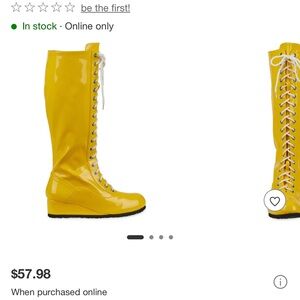 Glossy Yellow Lace-Up Boots, luchador, wrestler
